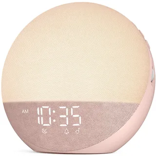 Hiromeco Tageslichtwecker Sonnenaufgang White Noise Machine: Natürliches Wake Up Light Bluetooth - 25 Naturgeräuschen mit Timer - RGB Nachtlicht für Schlafzimmer (Kirschblütenrosa)
