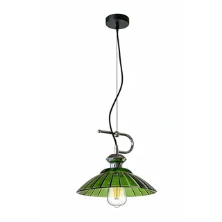 EKSED 30cm Vintage Glas Pendelleuchte mit E27 Fassung, Höhenverstellbare Hängelampe, Ideal für Wohnzimmer, Schlafzimmer, Küche (Grün)