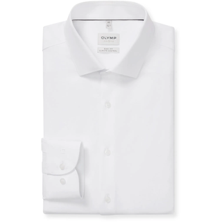 Businesshemd OLYMP "Level Five body fit", Herren, Gr. 42, N-Gr, weiß, Web, Obermaterial: 64% Baumwolle, 27% Polyester, 9% Elasthan, Hemden Businesshemd