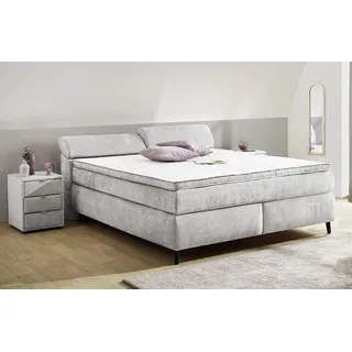 Jockenhöfer Gruppe Boxspringbett »Diva, inkl. 7-Zonen-TTFK-Matratze« Kopfteil höhenverstellbar, KS-Topper grau