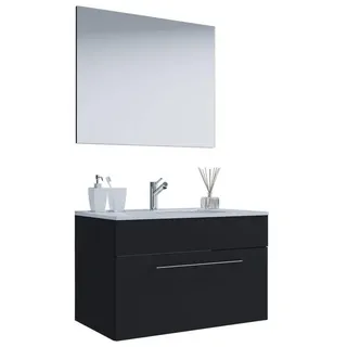 Mid.you Waschtischkombi , Schwarz , Metall , 1 Schubladen , 80 cm , hängend , Badezimmer, Waschbecken & Armaturen, Waschtische