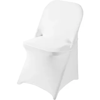 Ascoza Stuhlhussen, faltbar, aus Elastan, dehnbar, waschbar, für Hochzeit, Party, Urlaub, Feiern, Weiß, 6 Stück