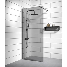 Badplaats B.V. Duschwand Rizani 100 x 200cm Glas Duschabtrennung Walk-In Dusche Nano Duschtrennwand Schwarz