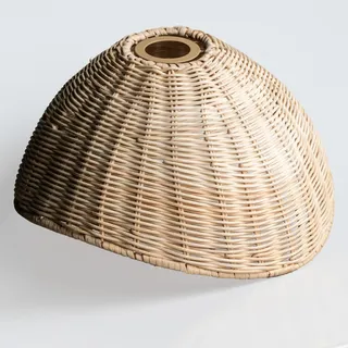 Lampenschirm, Rustikale Rattan Lampenschirme mit handgeflochtenem Schirm für Hängelampe, Rund, E27, Boho-Design, Naturfarben (1, Beige)