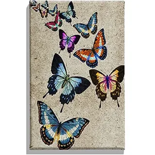 Homemania HM20KNV45x70-179 Schmetterlings-Tafel mit Tiermotiven für Wohnzimmer, Schlafzimmer, Mehrfarbig, Polyester, Holz, 45 x 3 x 70 cm