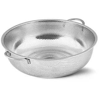 MGE - Nudelsieb - Edelstahl Küchensieb - Edelstahlsieb mit Stabilem Griff, Küchensiebe für Quinoa, Nudeln, Obst, Gemüse, Reis - Abtropfsieb - Sieb mit Schwerlastgriffen und Ringsockel - Ø 25 cm