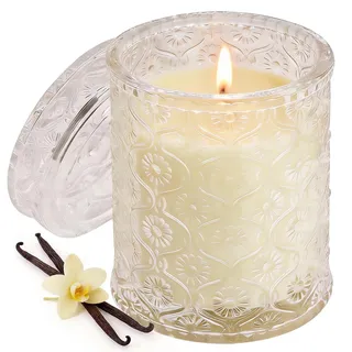 YDLIFE Duftkerze im Glas mit Deckel, Geschenke für Frauen, Vanille-Duft, 200g Natürliche Sojawachs-Kerze, Brenndauer 50 Stunden, Perfekte Geschenke für Geburtstage, Feste, Party und Treffen
