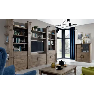 Wohnwand Schranksystem Wohnzimmer Schrank Landhaus Kommode TV Wand System Möbel