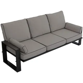 MKS Gartensofa Elba 3 Sitzer - Grau , Textil , 215x90x87 cm , Gartenmöbel, Loungemöbel, Gartensofas & Loungesofas