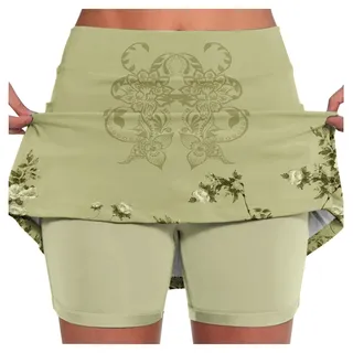 Rock Mit Hose Drunter Hosenrock Damen Knielang 2 In 1 Shorts Tennis-Shorts Für Skort Fahrrad Kurze Elegant Golf
