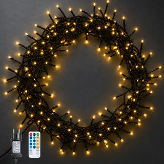 LEDYA Cluster Lichterkette Außen, Bunte Weihnachtslichterkette mit 8 Modi | Timer und Memory-Funktion, Wasserdicht, Christbaumbeleuchtung für Innen Außen Garten Weihnachtsbaum Hochzeit