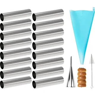 Cannoli Formen, MKNZOME 16 Stück Schillerlockenform Edelstahl Croissant Form Schaumrollenform Spirale Horn Tubes Hörnchen Backform Schaumrollen set für Sahnehorn Croissant Backform