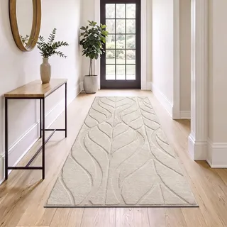 SHACOS Läufer Flur Waschbar 80x200 cm, Teppich Läufer rutschfest, Beige | Küchenteppich Kurzflor, Waschbarer Teppichläufer Weich, Flurläufer Lang, für Flur, Küche, Schlafzimmer, Innen