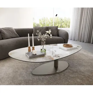 DeLife Edge Oval Beige/Weiß Metall 140 x 75 x 37 cm