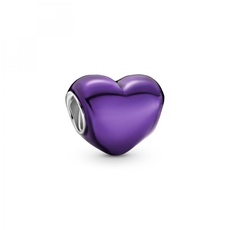 Bild von Moments Violettes Metallic-Herz Charm aus Sterling Silber und transparenter violetter Emaille verziert - Kompatibel Moments Armbänder - 799291C01