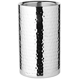 Edzard Flaschenkühler Nebraska, Höhe 20 cm, Durchmesser 12 cm, für 1 Flasche, doppelwandig, Edelstahl hochglanzpoliert, gehämmert, Handarbeit - Getränkekühler, Weinkühler, Sektkühler