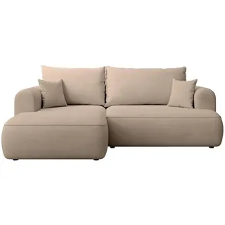 Selsey Eckschlafsofa Ovo Mini Beige Easy-Clean-Chenille-Bezug , Textil , Ottomane links,L-Form , 238x156 cm , Wohnzimmer, Sofas & Couches, Wohnlandschaften, Ecksofas