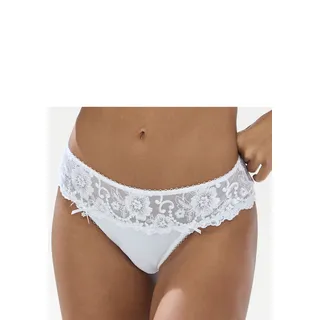 String LASCANA "Wanda Dessous", Damen, Gr. 32/34, weiß, Microtouch, Obermaterial: 80% Polyamid, 12% Polyester, 8% Elasthan, Unterhosen String, mit Stickerei Spitze in blumiger Optik, als Dessous-Set kombinierbar, Topseller