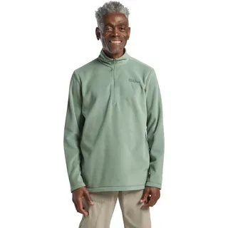 Fleecepullover JACK WOLFSKIN "TAUNUS HZ M", Herren, Gr. S, grün (eucalyptus), Fleece, Obermaterial: 100% Polyester, regular fit hüftbedeckend, Rundhals, Sweatshirts Fleecepullover, hoher Stehkragen, mit halbem Reißverschluss, hüftbedeckende Länge