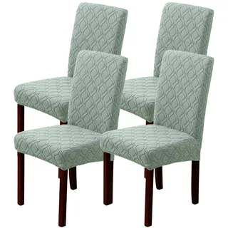 LANSHENG Stuhlhussen 4er Set, Stretch Stuhlhussen Schwingstühle, Abnehmbarer Waschbarer Stuhlbezug für Esszimmer, Küche, Hotel (4er Set, Salbei Grün)