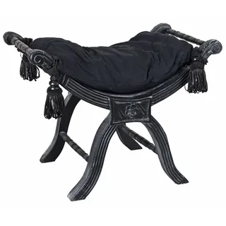 Hocker Antik Polsterhocker Schwarz Schemel Sitzbank Sitzgondel Sitzhocker Retro