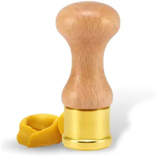 La Gondola Ravioli-Stempel - Rund Blume 50mm | Italienisches Pasta-Werkzeug für Zuhause und gewerbliche Küche | Messing & Naturholz Einfach | Tortellini Raviolii Ausstecher Made in Italy (Anolini)
