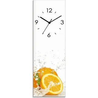 ARTland Glas Wanduhr Quarzuhr - schwarzer Zeiger Orange mit Spritzwasser Größe: 20x60 cm - Orange
