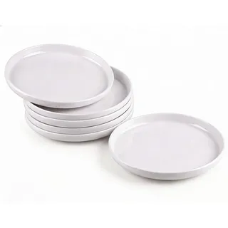 Doafoce Kleine Dessertteller 6er Set Melamin Teller Weiß 18cm Kuchenteller Frühstücksteller mit Randerhöhung Speiseteller Kunststoff Essteller für Salat, Vorspeisen, Beilagen