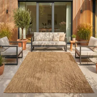 SIMPEX Outdoor Teppich Braun 280x370 cm Balkon Terrasse Garten Wetterfest UV-beständig XXL Extra Groß Einfarbig Flachgewebe Pflegeleicht Robust Modern