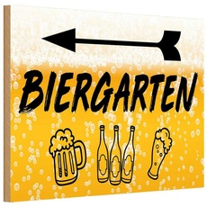 Holzschild 20x30 cm - Biergarten links Bier