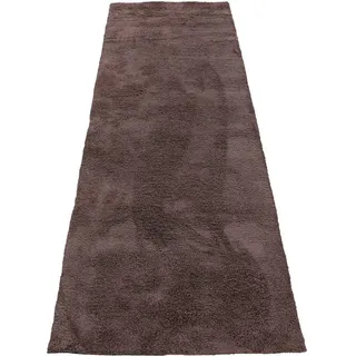 carpetfine Hochflor-Teppich »Silky, Läufer erhältlich« rechteckig 20 mm Höhe Shaggy, Langflor, uni, besonders weich, Handarbeit, braun Flauschig weicher Teppich 75x200 cm für Wohnzimmer, Schlafzimmer & Kinderzimmer