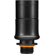 Fiskars Adapter-Set für Präzisionsbewässerung, Zur Verbindung von Sprühpistolen(-köpfen) mit Erdspieß-Sprinklerbasen, Comfort, Schwarz/Orange, 1070579