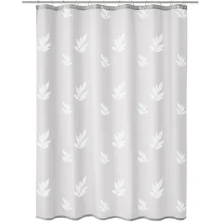 Kleine Wolke Duschvorhang , Weiß , Textil , Blätter , 180x200 cm , Textiles Vertrauen - Oeko-Tex® , wasserabweisend , Heimtextilien, Badtextilien, Duschvorhänge