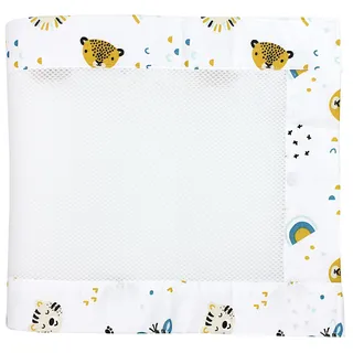 TupTam Bettumrandung Babybett 3D Mesh Nestchen – Gitterstäbe Schutz Netz 2er, Farbe: Tierköpfe Safari, Größe: ca. 128 x 30 cm (für Babybett 140x70)