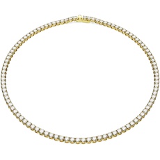 Bild von Matrix Tennis Halskette, Rundschliff, Weiß, Goldlegierungsschicht