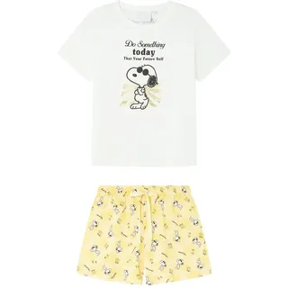Women'secret Damen Short Pyjama Multilicense Happy Snoopy Pyjamas, weiß, 36