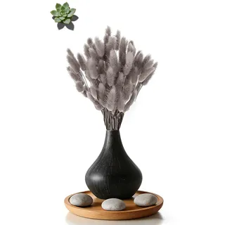 Gloryit Trockenblumen,50 stäbchen Pampasgras Getrocknet,Lagurus Getrocknet in Wohnzimmer,Pampasgras Trockenblumen für Deko Schlafzimmer, Tischdeko, Boho deko, Wand Deko (40cm Grauschwarz)