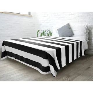 PAVILIA Gestreifte Bettüberwurfdecke 152,4 x 203,2 cm Schwarz/Weiß