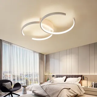 LED Deckenleuchte Deckenlampe SX8718W mit Fernbedienung Lichtfarbe/Helligkeit einstellbar dimmbar weiß lackierte Metallrahmen LED Schlafzimmerleuchte ceiling light - Weiß