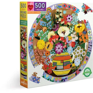 eeBoo PZFPRB Lila 500 Teile Purple Bird and Blumen Puzzle AUS, Mehrfarbig