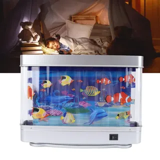 Aquarium LED-Fischtank-Licht mit Bewegungslicht und Nachtlicht, Für Kinder, Babys und Haustiere, 30x22x5,7 cm, USB-Ladegerät