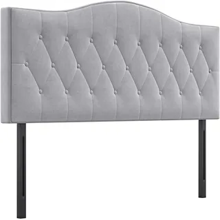 Homcom Kopfteil für Bett, grau Pappel, Samt, Stoff, 185 x 8 x 134 cm , Grau , Metall , 8x134x185 cm , Bett-Kopfteile