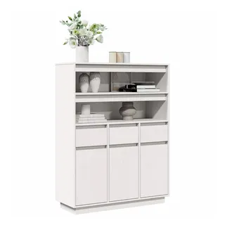 vidaXL Highboard Weiß 89x34x116,5 cm Massivholz Kiefer
