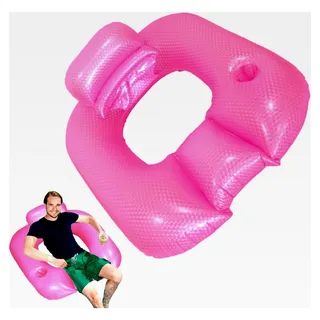 Aufblasbare Schwimmbadliege mit Getränkehalter und Armlehnen für Pool, Fluss und See