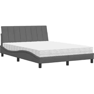 SYFAXTM Bett mit Matratze "Hanko" Dunkelgrau 120x200 cm Stoff - Grau, Dunkelgrau