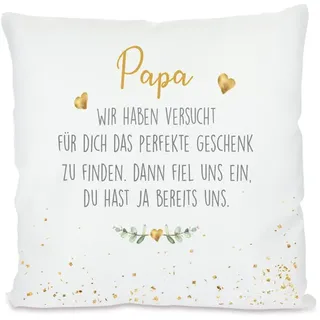 Manufaktur Liebevoll I Kissen mit Sprüchen I Besondere Geschenkidee als Dankeschön, zum Geburtstag und zu Weihnachten (Kissenbezug Papa, wir haben versucht...)