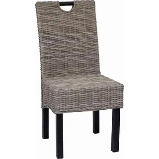 vidaXL Esszimmerstuhl 2 Stk. Kubu-Rattan Mangoholz - Braun