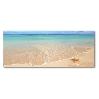 Tulup® Küchenrückwand Spritzschutz aus Glas -125x50 -Spritzschutz auf gehärtetes Glas Deko Landschaften Seestern am Strand