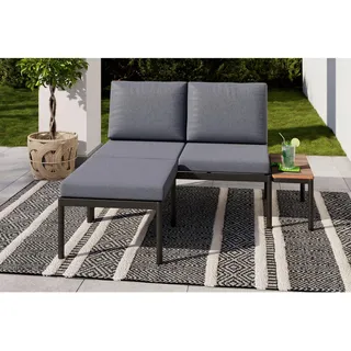 Ambia Garden Loungegarnitur , Naturfarben, Dunkelgrau , Metall, Kunststoff, Textil , 3-teilig , Füllung: Polyester,Schaumstoff , seitenverkehrt montierbar , 134x70x68 cm , wetterbeständig , Gartenmöbel, Loungemöbel, Loungegarnituren