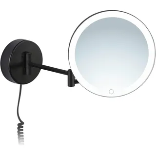 Libaro LED beleuchteter Kosmetikspiegel Ravenna Vergrößerungsspiegel rund 7-Fach Vergrößerung Schmink-Spiegel mit Beleuchtung Wandmontage Dimmer Auto-Off Kabel Rasierspiegel mit Licht (schwarz)